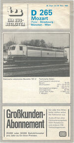 D 265 «Mozart» 28. Sept. bis 30. Nov. 1980